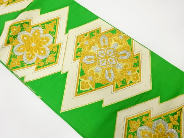 JAPANESE KIMONO / ANTIQUE FUKURO OBI / SILK / WOVEN MATSUKAWABISHI